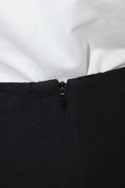 Theory Womens Zip Back Solid Straight Midi Wool Pencil Skirt Black Size 2