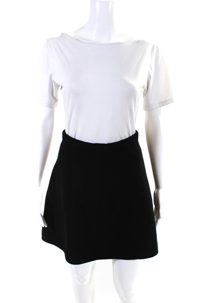 Theory Womens Smocked Solid Flare Mini Skirt Black Size Petite
