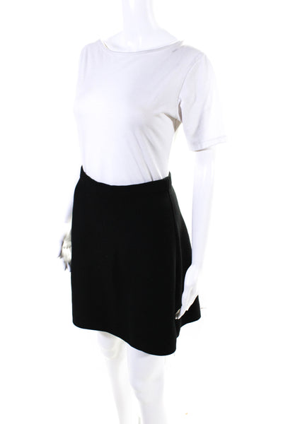 Theory Womens Smocked Solid Flare Mini Skirt Black Size Petite
