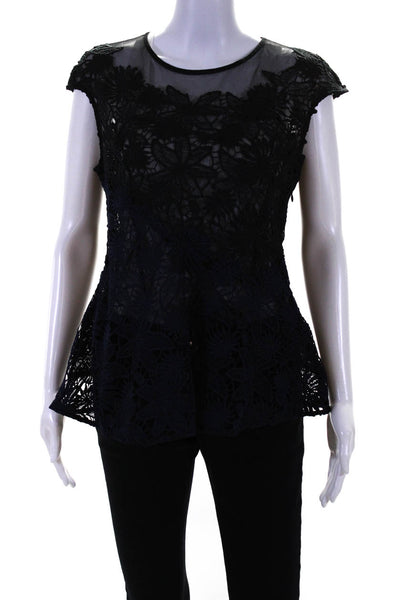 Deletta Anthropologie Womens Lace Sleeveless Two Tone Blouse Top Black Size S