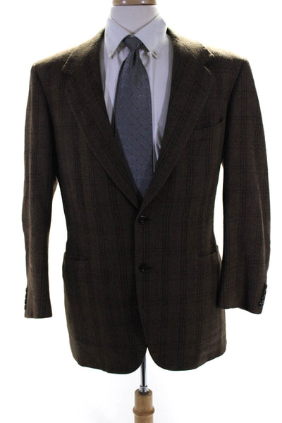 Oxford Clothes Men's Striped Two Button Blazer Brown Size 42