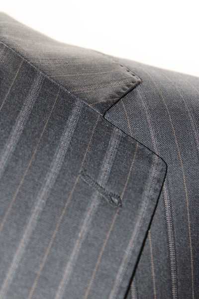 Canali Men's Wool Striped Two Button Blazer Black Size IT. 54