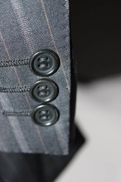 Canali Men's Wool Striped Two Button Blazer Black Size IT. 54