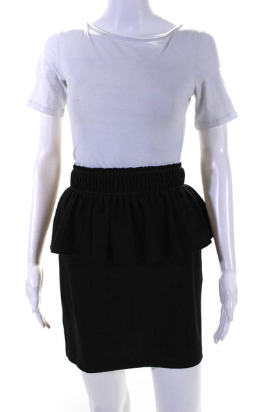 Ganni Women's Ruffle Peplum Mini Skirt Black Size M