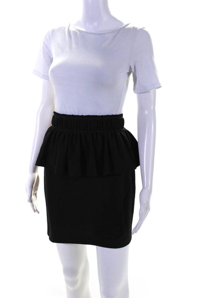 Ganni Women's Ruffle Peplum Mini Skirt Black Size M