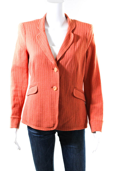 Armani Collezioni Womens Textured Knit Ponte Blazer Jacket Orange Size 10
