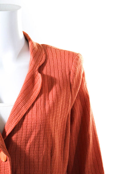 Armani Collezioni Womens Textured Knit Ponte Blazer Jacket Orange Size 10