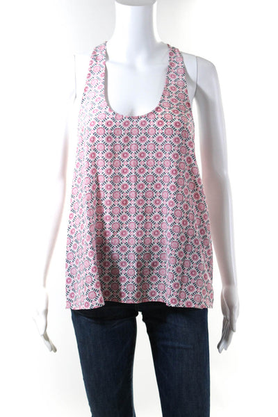 Joie Womens Scoop Neck Floral Racerback Tank Top Blouse Pink White Size Small