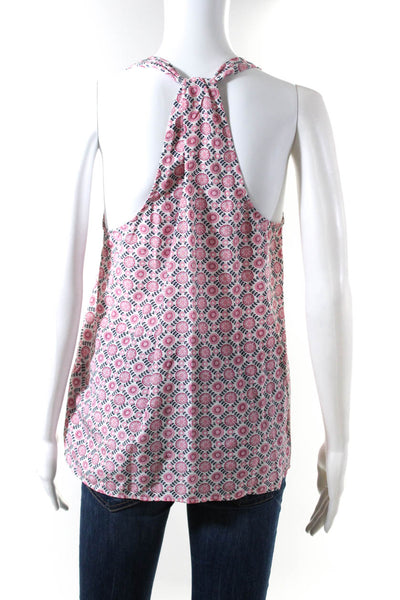 Joie Womens Scoop Neck Floral Racerback Tank Top Blouse Pink White Size Small