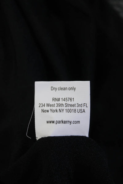 Parker Women's V-neck Open Back Fit Flare Mini Dress White Black Size S