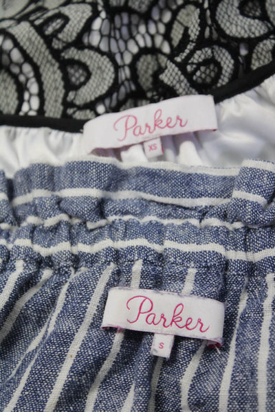 Parker Women's Elastic Waist Peplum Mini Skirt Striped Black Size S Lot 3