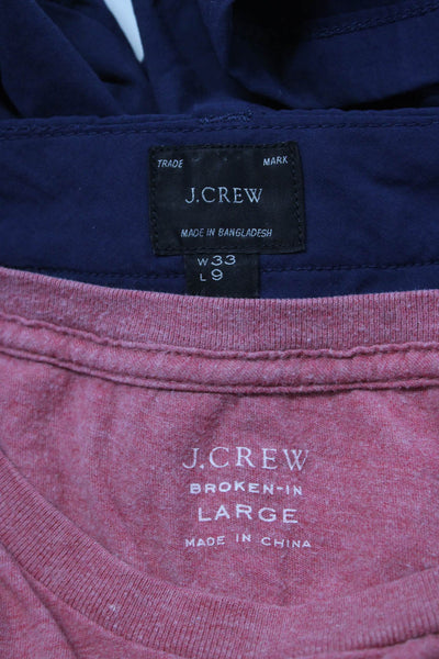 J Crew Mens Tee Shirt Shorts Pink Navy Blue Size Large 33 Lot 2