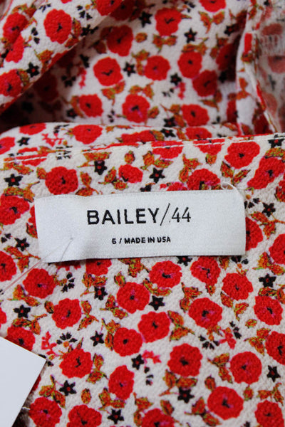 Bailey 44 Womens Spaghetti Strap V Neck Floral Shift Dress White Red Size 6