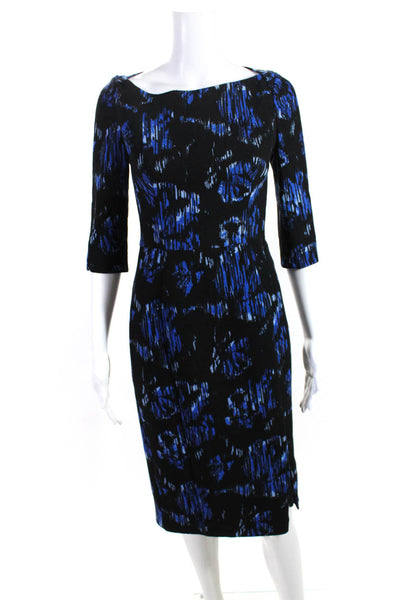 Black Orchid Womens Textured Zip Mid Length Quarter Sleeve Dress Black Size 0