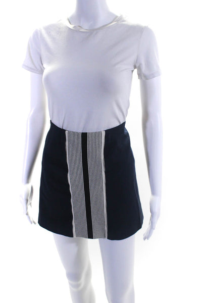 Tory Sport Womens Elastic Waistband Striped Trim Pencil Skirt Navy Blue Size XS