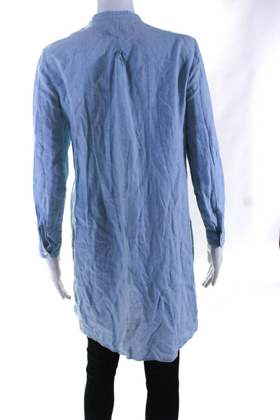 What Goes Around Comes Around Womens Button Front Collared Shirt Blue Size Small