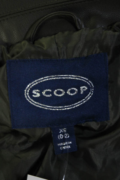 Scoop Women's Silver Hardware Moto Jacket Green Size XS
