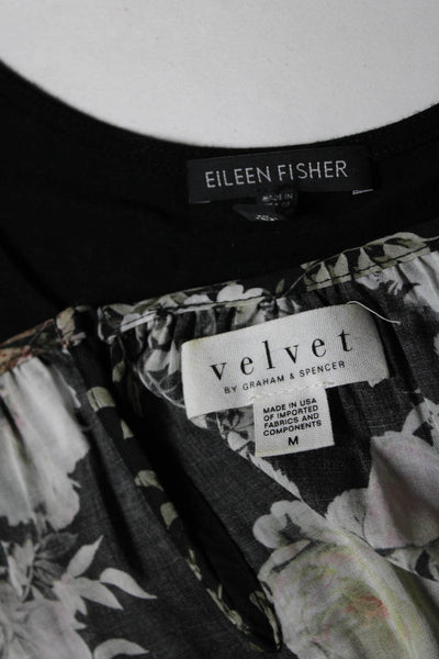 Velvet by Graham & Spencer Eileen Fisher Womens Blouse Tank Top Black M L Lot 2