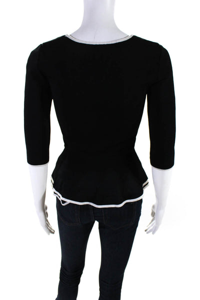 Intermix Women's Half Sleeve Peplum Blouse Black Size P