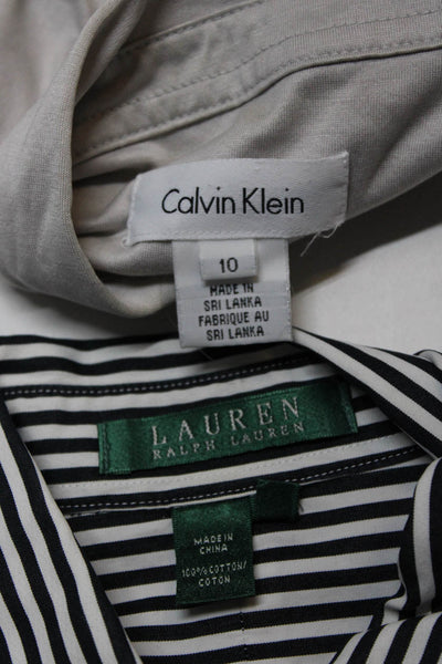 Calvin Klein Lauren Ralph Lauren Womens Collared Shirts Beige Medium 10 Lot 2
