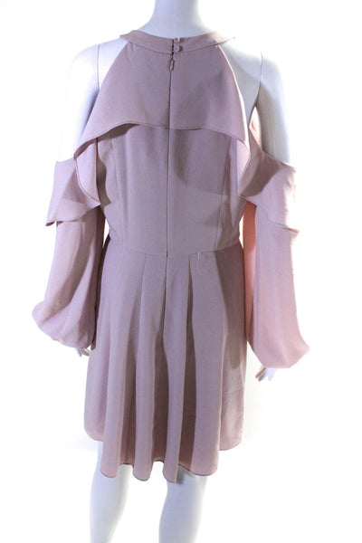 BCBG Max Azria Womens Crepe Cold Shoulder Sleeve A-Line Dress Lavender Size M