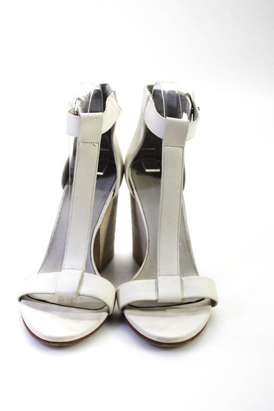 Vince Womens Leather T-Strap High Heels Sandals White Size 9.5M