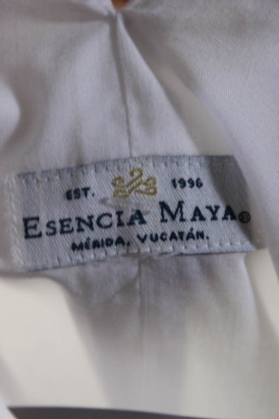 Esencia Maya Womens Woven Lace Sleeveless Halter Top Blouse White Size Medium