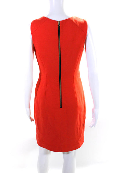 Milly Women's Sleeveless Zip Front Sheath Dress Orange Size 2