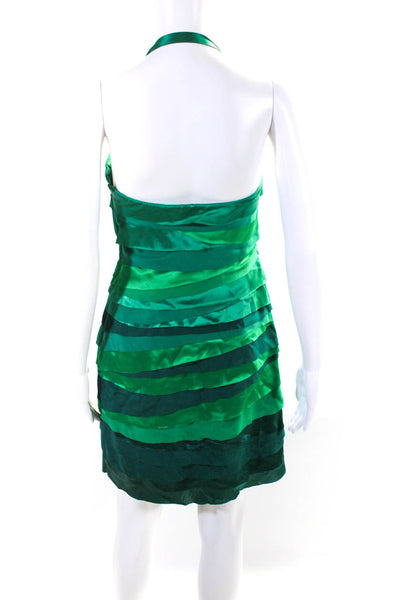 Phoebe Couture Women's Halter Neck Tiered Mini Dress Green Size 2