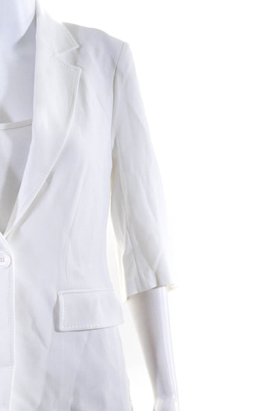 Goelia Women's 3/4 Sleeve One Button Blazer White Size 4