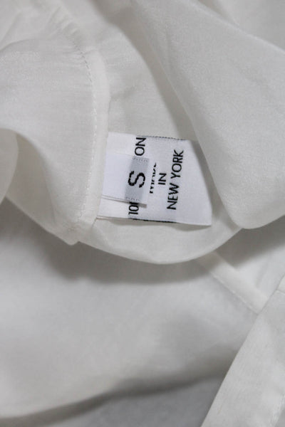 Dress Shirt Marieclaire St John Women's Cotton Long Sleeve Blouse White Size S