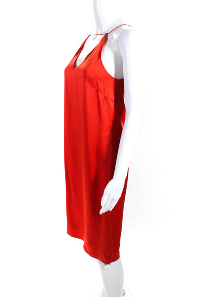 Rosetta Getty Womens V Neck Sleeveless Solid Midi Dress Red Size 2