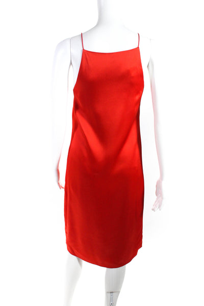 Rosetta Getty Womens V Neck Sleeveless Solid Midi Dress Red Size 2