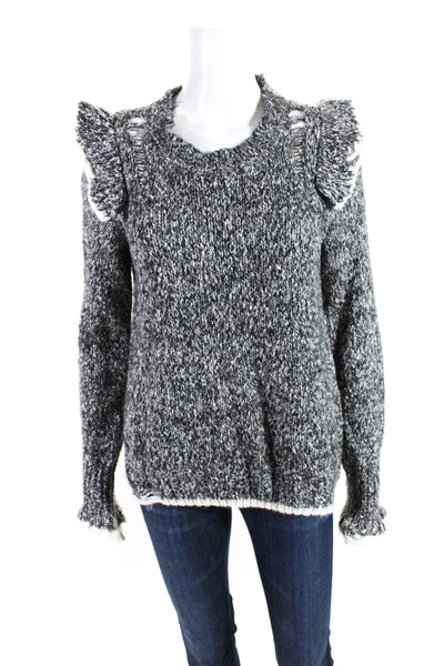 Wildfox Women's Knit Ruffle Pullover Sweater Gray Size S