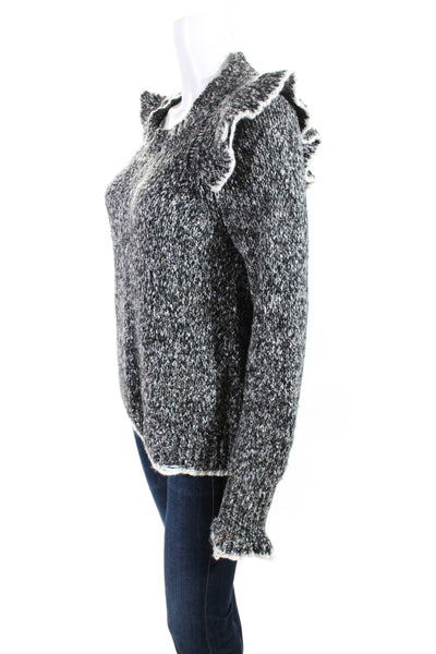 Wildfox Women's Knit Ruffle Pullover Sweater Gray Size S