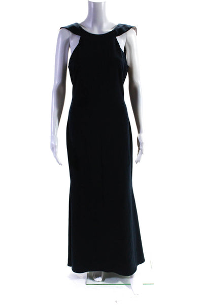 Badgley Mischka Womens Navy Sleek Ruffle Gown Size 4 11699082