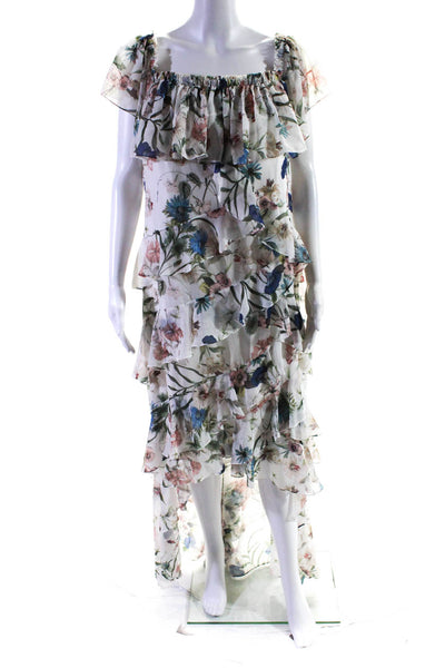 Badgley Mischka Womens White Floral High Low Maxi Size 18 11304639