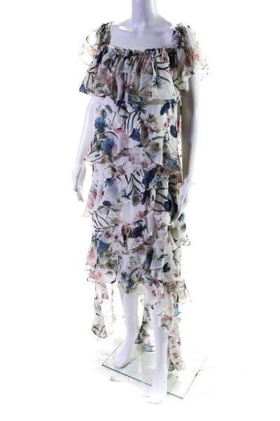 Badgley Mischka Womens White Floral High Low Maxi Size 18 11304639