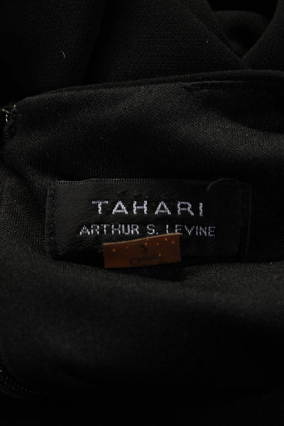 Tahari Womens V Neck Lace Long Sleeve Midi Dress Black Size 2