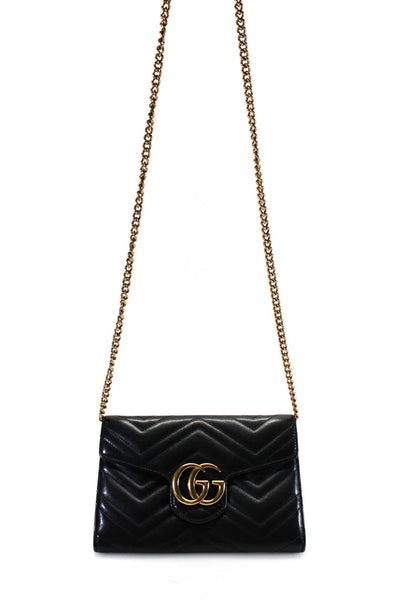 Gucci Women's GG Quilted Leather Flap Shoulder Bag Black
