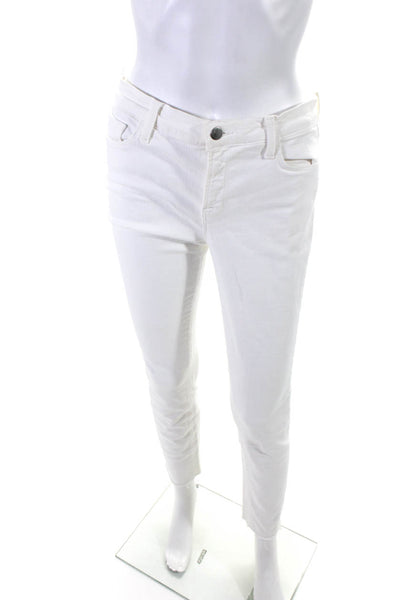 J Brand Womens Zip Front Solid Cotton Skinny Jeans White Size 29