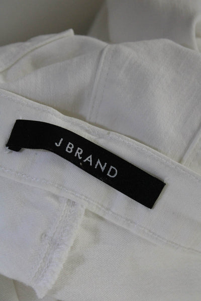 J Brand Womens Zip Front Solid Cotton Skinny Jeans White Size 29