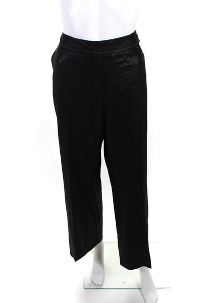 Escada Women's Wool Blend Wide Leg Casual Pants Black Size DE. 42