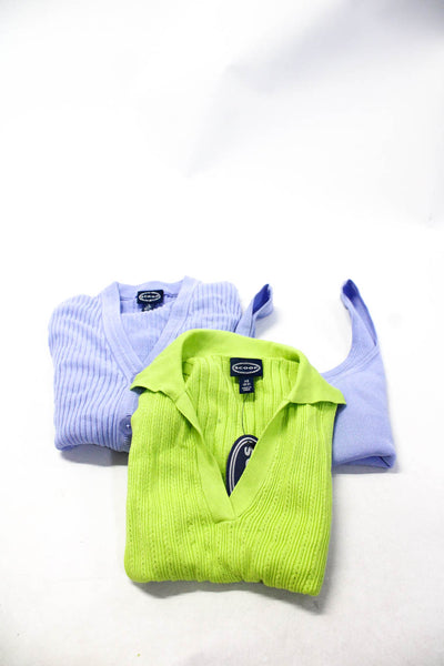 Scoop Women's Sleeveless Polo Shirt Cardigan Tank Top Green Blue Size XS S Lot 3