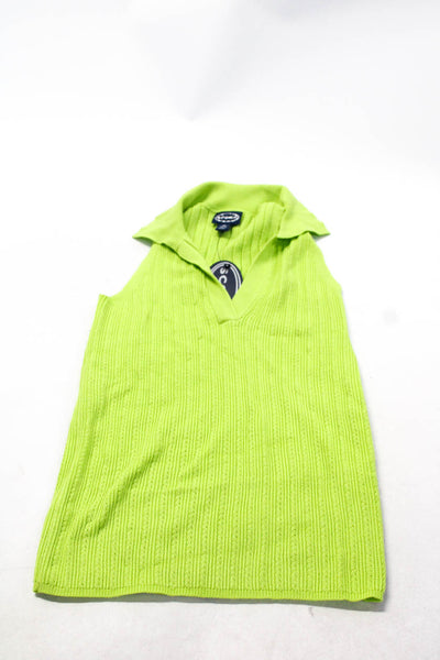 Scoop Women's Sleeveless Polo Shirt Cardigan Tank Top Green Blue Size XS S Lot 3