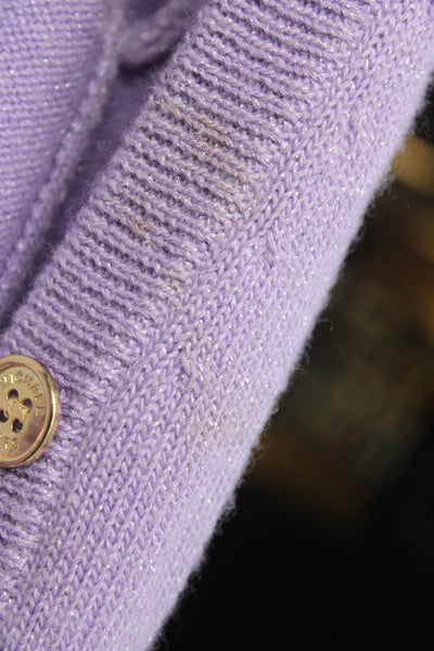 Designer Button Up Long Sleeves Cardigan Lavender Size S