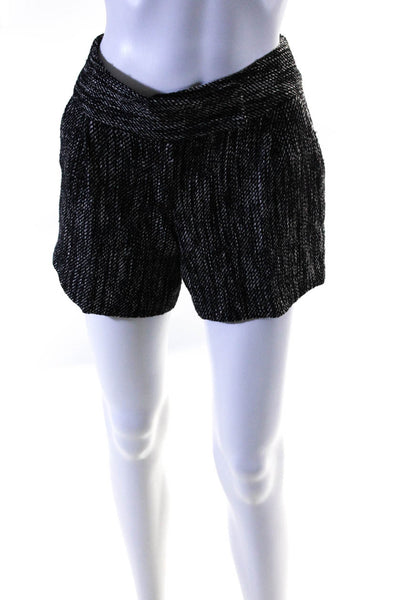 Milly Womens Low Rise Woven Tweed Shorts Black White Size 2