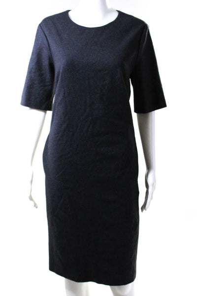 Peserico Womens Short Sleeve Dress Blue Wool Size EUR 48