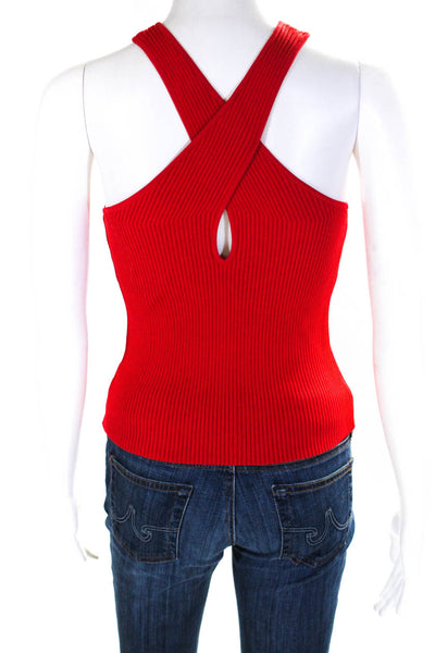 Intermix Women's Cross Neck Rib Knit Tank Top Red Size 0