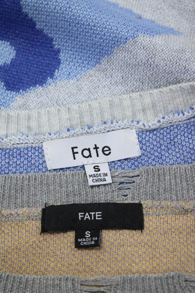 Fate. Women's Printed Crewneck Sweaters Blue Gray Size S Lot 2